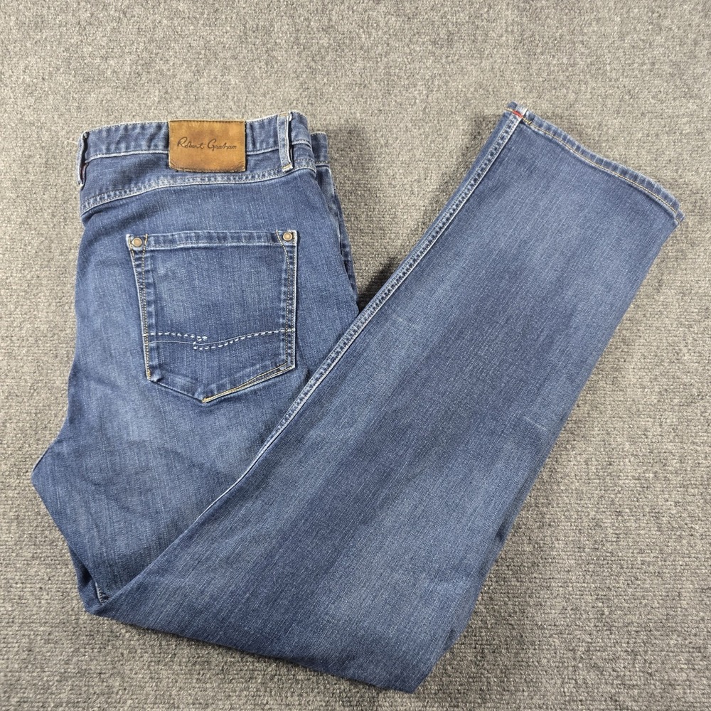 Robert Graham Harrington Straight Leg Jeans Men's Size 40 Blue Denim Pants 40x34